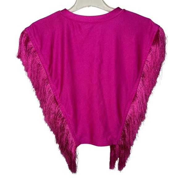 Julia by Love Fringe Sided Top Hot Pink Sleeveless Size Large - Picture 3 of 7
